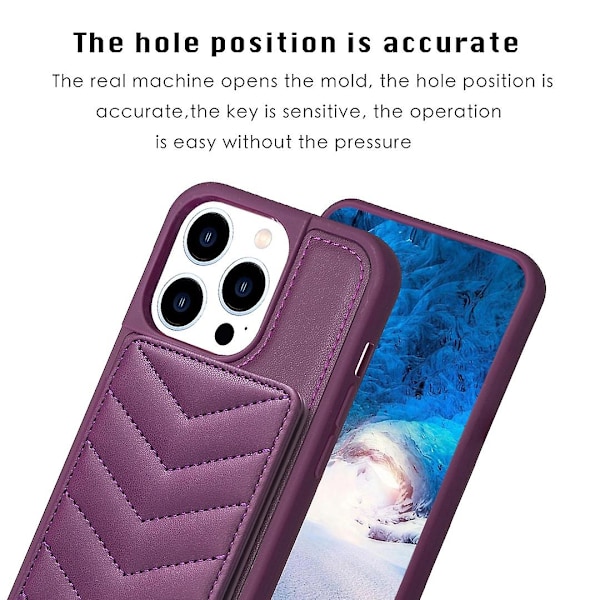 För iPhone 14 Pro Mobilskal Våg Sömnad Textur Ställ Fodral TPU+PU Läder Mobilskydd m