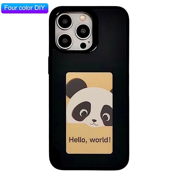 iPhone 15 Pro Max -puhelimen suojakuori E Ink -näytöllä, 4-värinen NFC DIY -puhelinkuori - Musta