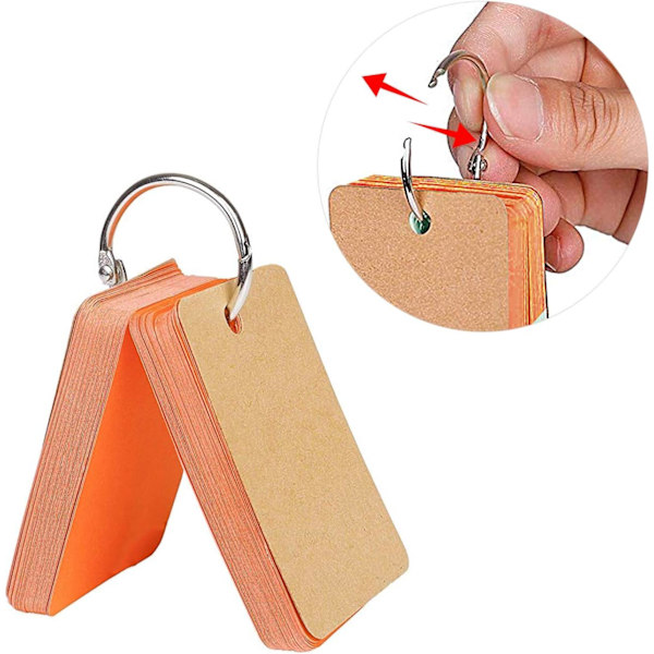 2 små anteckningsblock med återkommande ordförrådsflashcards