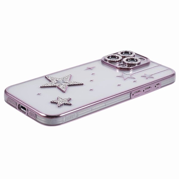 iPhone 16 Pro Max -kotelo, 3D Bling -tähdet, galvanointi, TPU, läpinäkyvä puhelinkotelo