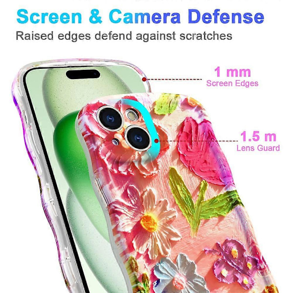 iPhone 15 Magneettikotelo Aalto Reuna Glitter TPU Puhelimen Takakansi - GWL10224
