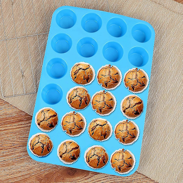 Set med 3 non-stick muffinsformar i livsmedelsgodkänd silikon för 24 muffins