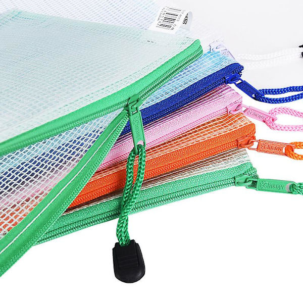 10 stk. fil lynlåslommer, mesh plastik lynlås