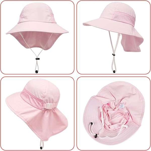 2-pak Solhatte til Småbørn - Justerbare Strandhatte white+pink S