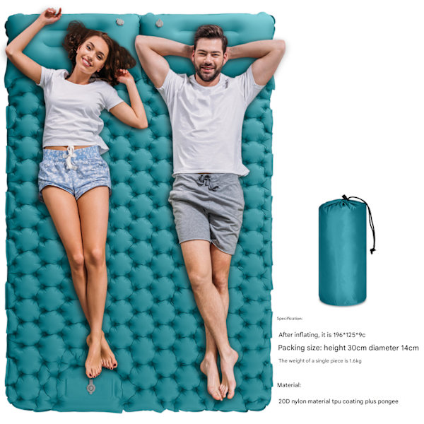 Itsestään täyttyvä retkeilymatto: paksu ja kevyt kahden hengen retkeilymatto, joka voidaan kiinnittää retkeilymatto ja kompakti retkeilymatto grey-2 Double sleeping pad