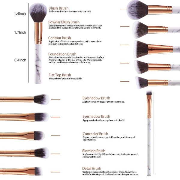 Marmor Makeup-borste Set med Borsthållare Syntetisk Foundation