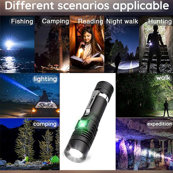 Superstark USB-ficklampa LED Polis Taktisk Ficklampa
