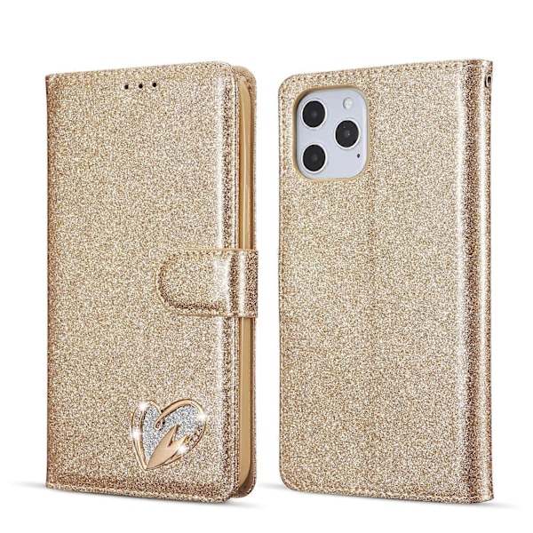 Glitterpulver Kärlek Läder Telefonfodral för iPhone 13