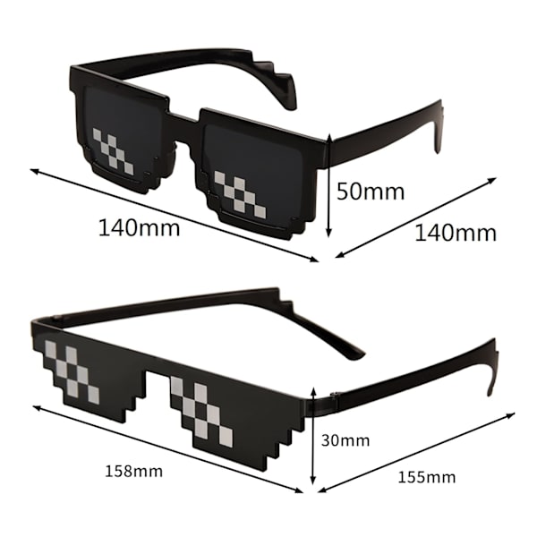 Cool Thug Life Glasögon Pixel Solglasögon Nyhet Solglasögon Roliga Thug Life Party Glasögon för Halloween Födelsedag Karneval Party