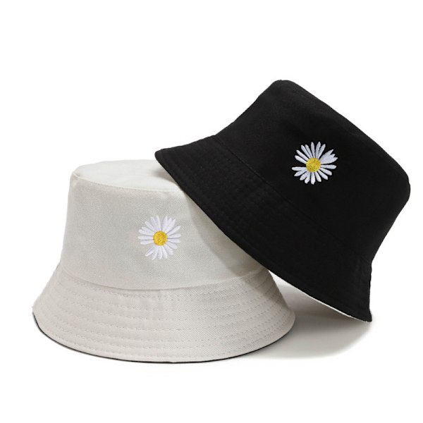Dame Printet Vendbar Bomulds UV Beskyttelse Solhat white
