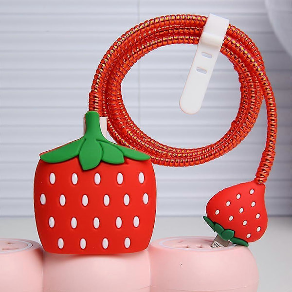 Laddarskydd Kompatibelt med iPhone 20W USB-C Strömadapter Laddare 3D Söt Tecknad Design Laddarskydd Kabelskydd Trådskydd F