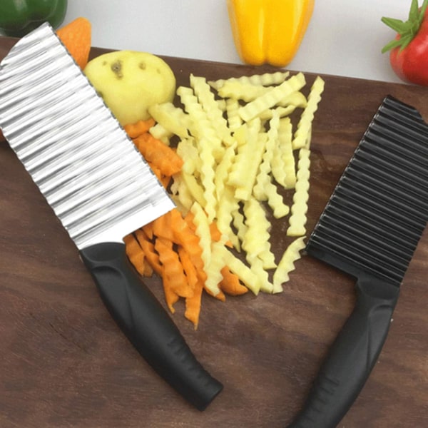 Crinkle Kartoffel Chip Skærer Crinkle Skæreværktøj Rustfrit Stål Bølge Skæreværktøj Grøntsags Bølgeblad Skærer til Grøntsager Kartofler Løg