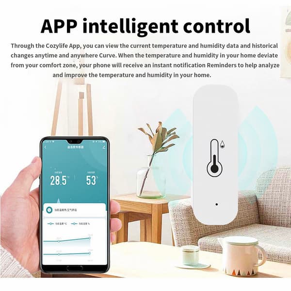 1x Tuya Wifi Temperatur- og fuktighetssensor Innendørs Termometer Hygrometer