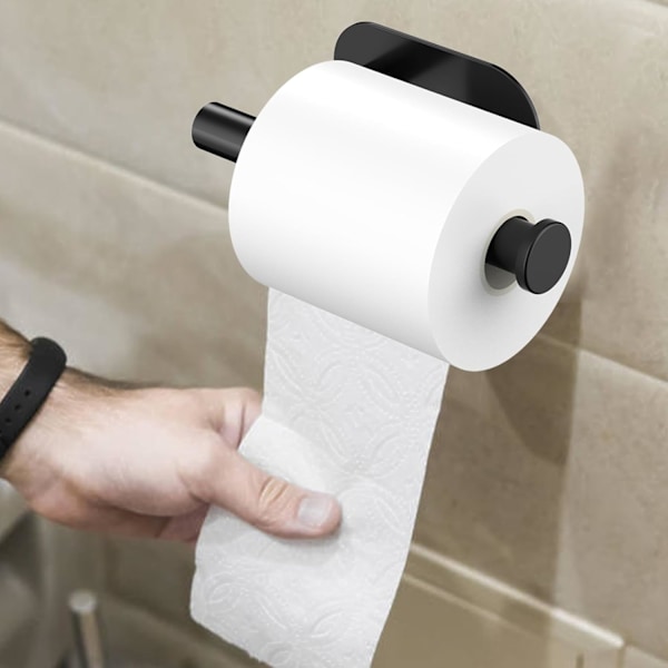 WC-paperiteline, itseliimautuva, SUS 304 ruostumaton teräs, seinään asennettava WC-paperiteline kylpyhuoneeseen, WC:hen, keittiöön - Ei porausta Black