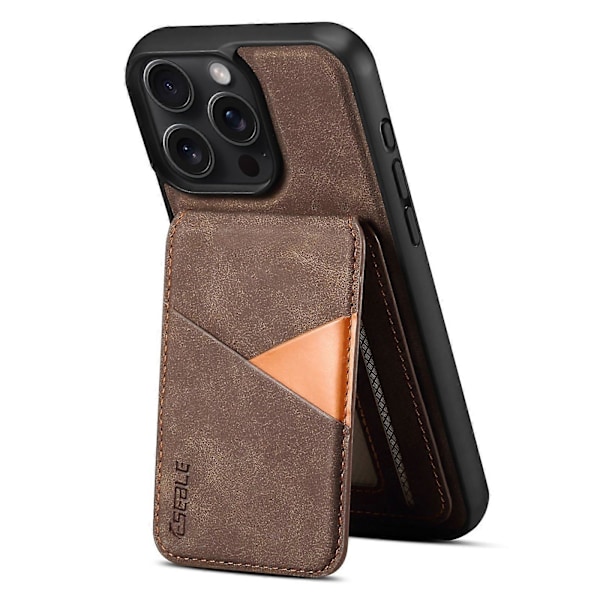 Magnetisk retro skinndeksel til iPhone 14 Pro med avtakbar kortholder