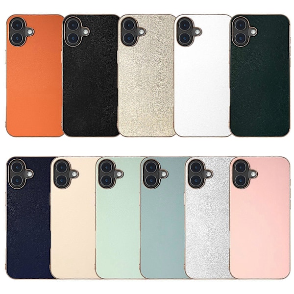 PU Läder Pläterad Ram Telefonfodral För iPhone 16 Plus