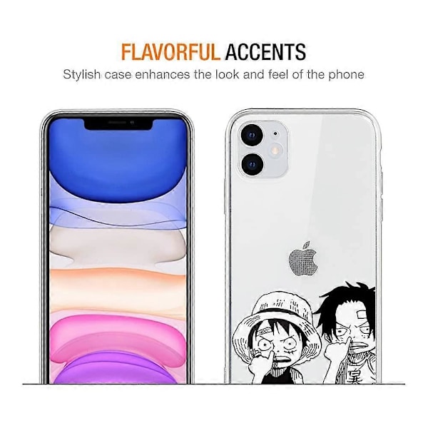 2-pack Skal för Apple iPhone 12 Pro, Skal för iPhone 12 6.1 tum, Stötsäkert Mjukt TPU Silikon Skyddsskal, Anime One Piece Luffy Ace Bumper Skal