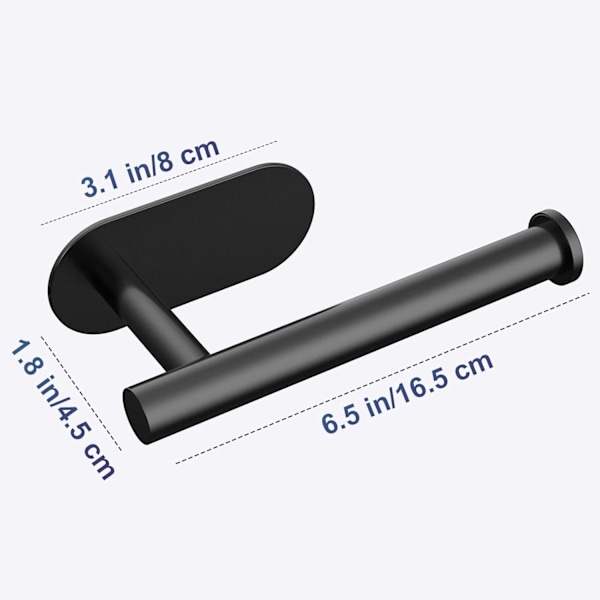 WC-paperiteline, itseliimautuva, SUS 304 ruostumaton teräs, seinään asennettava WC-paperiteline kylpyhuoneeseen, WC:hen, keittiöön - Ei porausta Black