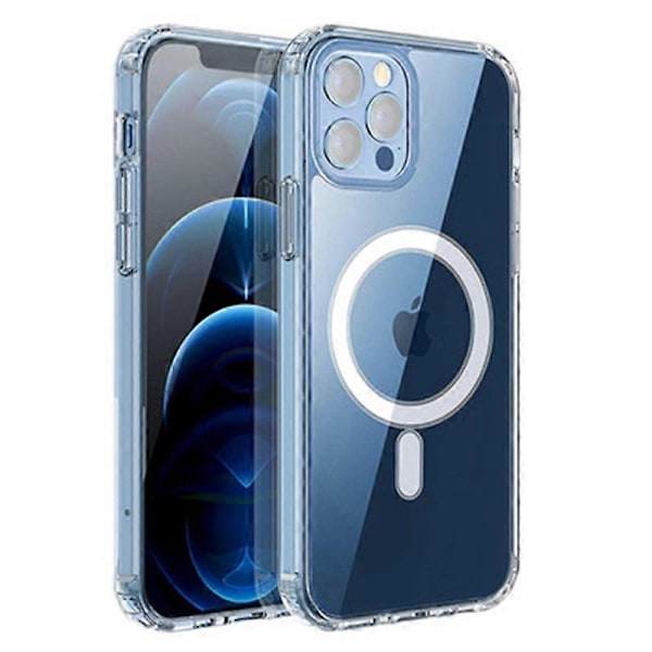 För iPhone 15 Pro Max Kompatibel med MagSafe Transparent TPU Telefon Skal Baksida