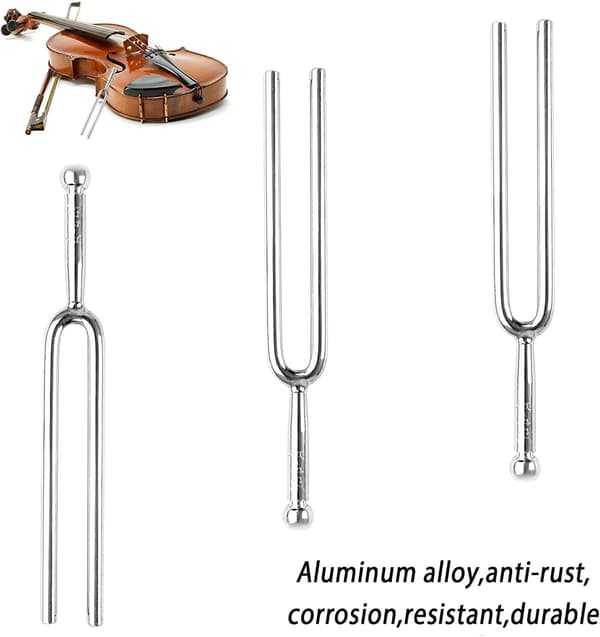 3 stemmegafler i aluminiumslegering til violin (sølv)