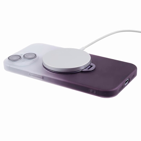 VOERO Hårt PC-skal för iPhone 15 Plus Hud-Touch Ställ Telefonskal Kompatibelt med MagSafe