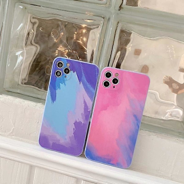 För iPhone 12 Vattenfärg TPU Mjukt Stötsäkert Skyddsfodral (Vårkörsbär)