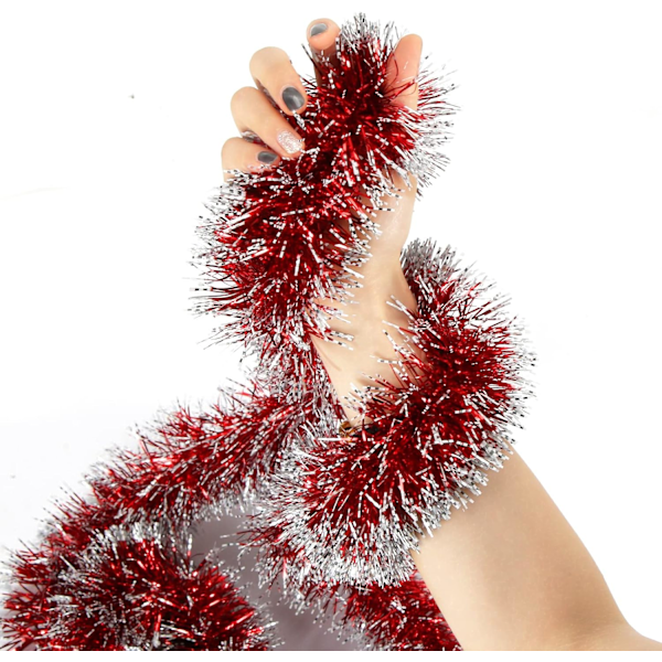 Julglitterkrans Röd, Set med 5 Julkransar