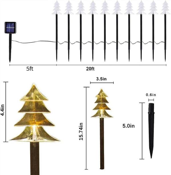 Udendørs julepynt, solcelle juleganglys, 10 stk. vandtætte landskabsjulelys, LED-lys 10 pieces - Warm White Tree