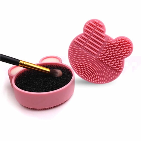 2 i 1 Makeup Børsterensnings-pude og Makeupbørste