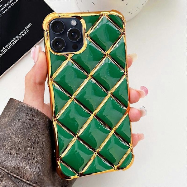 Elektroplettert TPU-deksel med diamantmønster for iPhone 15 Pro