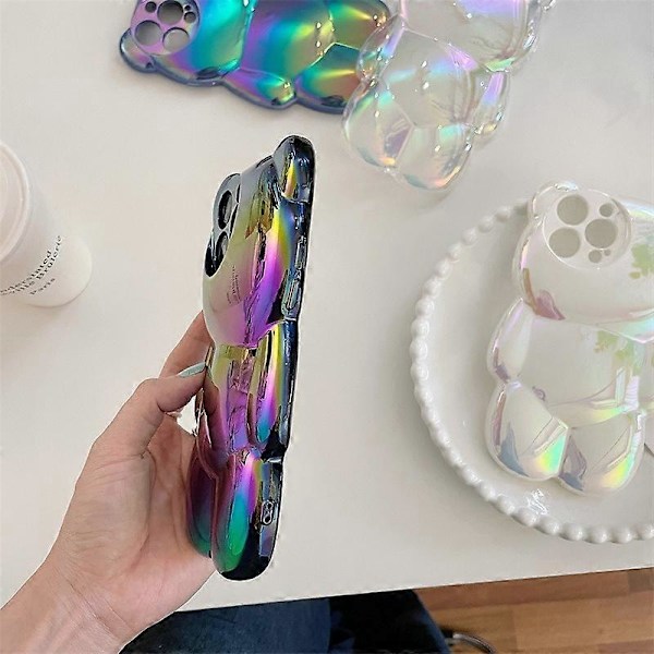 Fodral till iPhone 14 Pro Färgplätering Björnform Flexibelt TPU Mobilskal