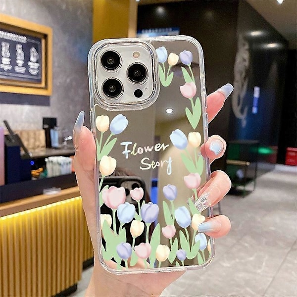 För iPhone 15 Pro Max Mobilskal Mönsterdesign Spegelyta Akryl+TPU Mobilskal