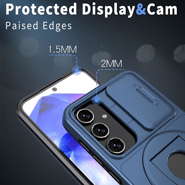 För Samsung Galaxy A55 5G Camshield MagSafe Ringhållare Pansar Skal