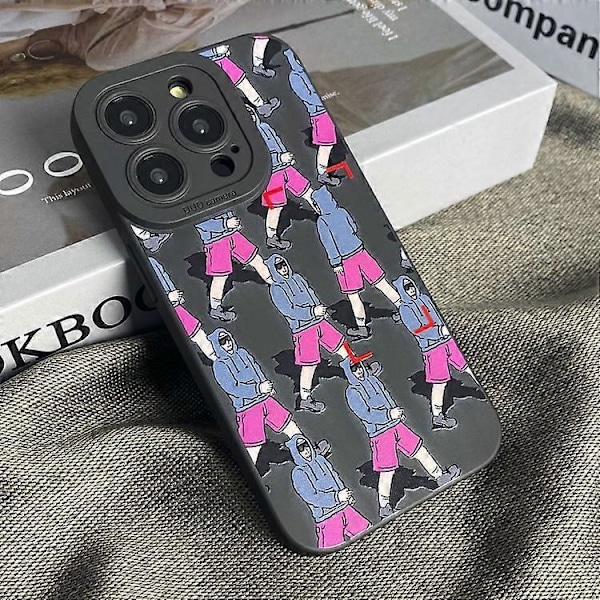 iPhone 15 nestemäinen silikoni jalankulkijakuvio puhelinkotelo