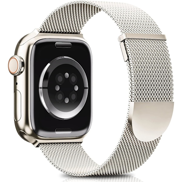 Magnetiskt dubbelbandsarmband i metall för Apple Watch, Starlight starlight