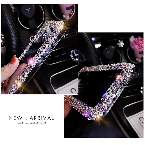 Lyxigt glittrande 3D-skal med kristaller till iPhone 13 Pro Max, strass-diamant stötfångare, genomskinligt skyddande skal