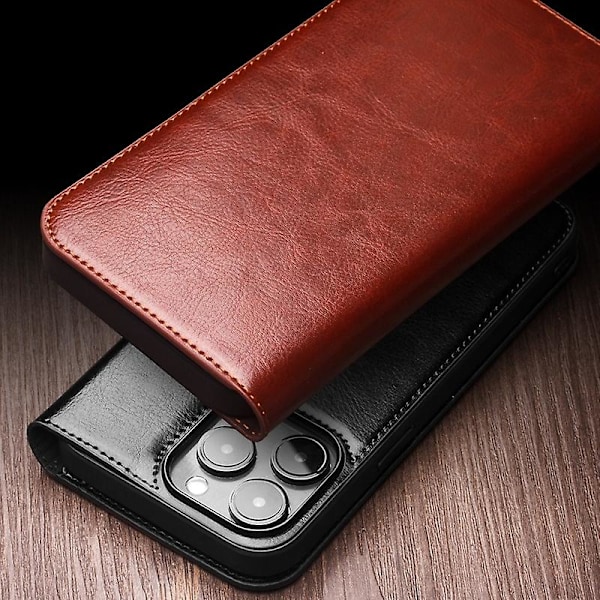 QIALINO Klassisk Læder Telefon Cover Til iPhone 15 Pro