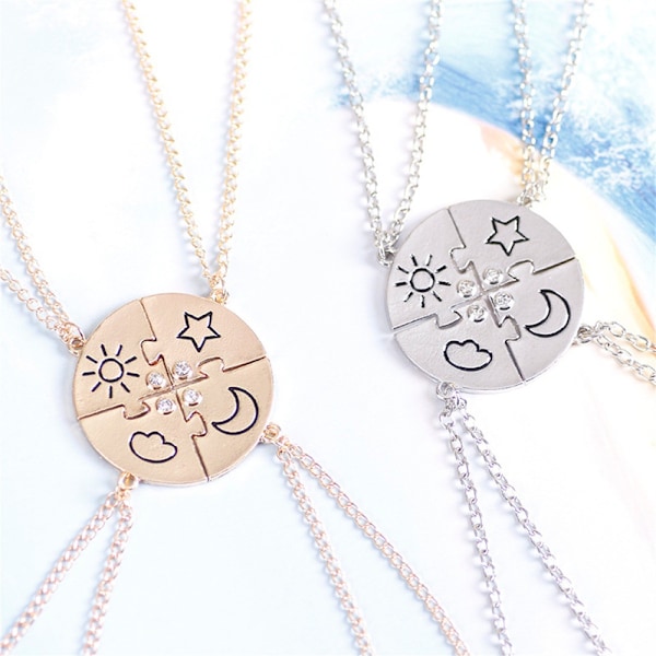 4 stk. Charm Anheng Menn Kvinner Beste Venn Vennskap Halskjede silver