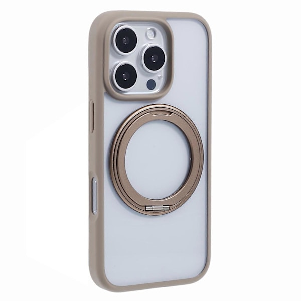 För iPhone 16 Pro Max Mobilskal Ringhållare Ställ PC+TPU Mobilskal - Titanium Guld