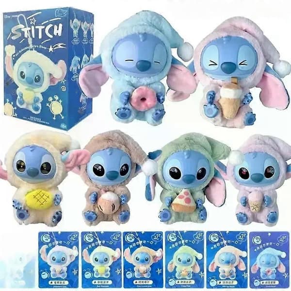 Ny Miniso Stitch Eat Something Before Sleep Series Vinylfigur Blind Box - UK C C