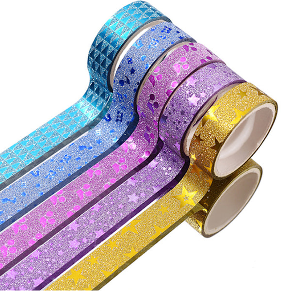 20 ruller Glitter Washi Tape Fargerike
