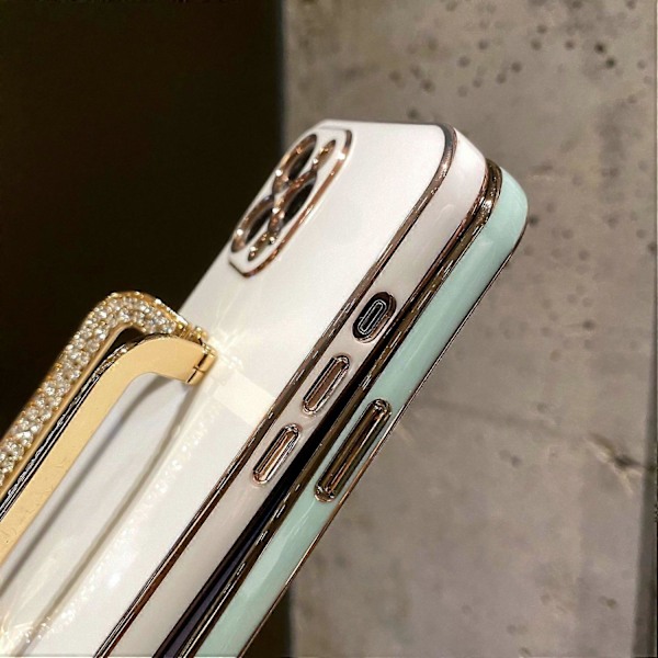 Skal för iPhone 12 Pro 6.1 tum, glänsande strass, stativ, stöttåligt TPU-mobilskal