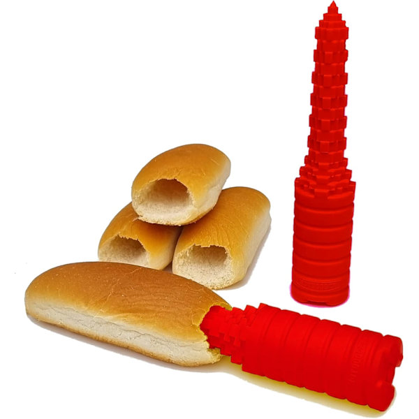 Hot Dog -sämpylän pora, täydellinen grillaamiseen ja BBQ:hon, ihanteellinen koko bratwurstille ja muille makkaroille Red