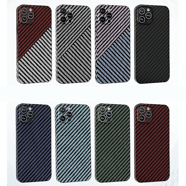 IPhone 14 hiilikuitukuvioinen PC-puhelinkotelo (musta punainen)
