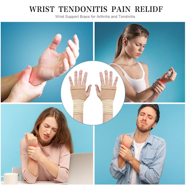 2-pak elastisk håndledsstøtte med rem, håndledskompressionsbandage justerbar håndledsrem lindrer håndledssmerter, højre og venstre (beige) Yellow