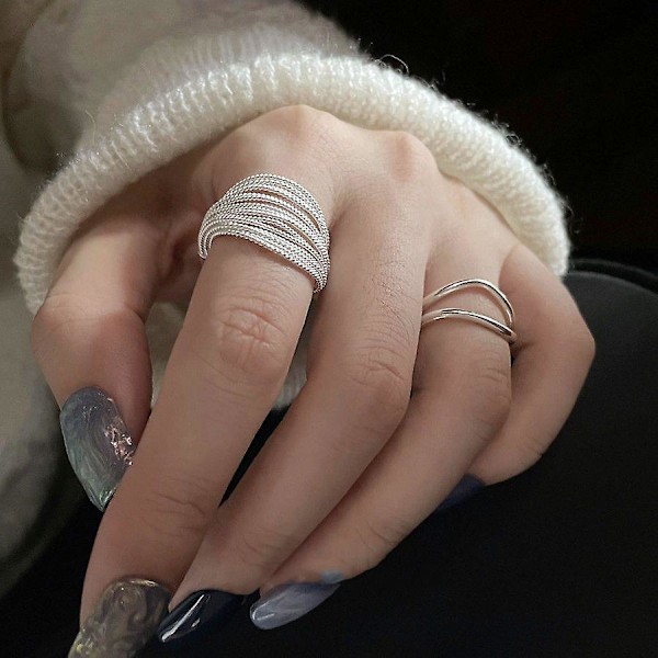 2 stk Lagdelt Design Ring Personlig Multi-lags Strand