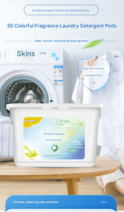 Greenwing 3D Fargerike Duftende Vaskemiddelputer, 3-i-1 Spesial for Maskinvask, Langvarig Duft Vaskeputer, Ny Duft 2-pack