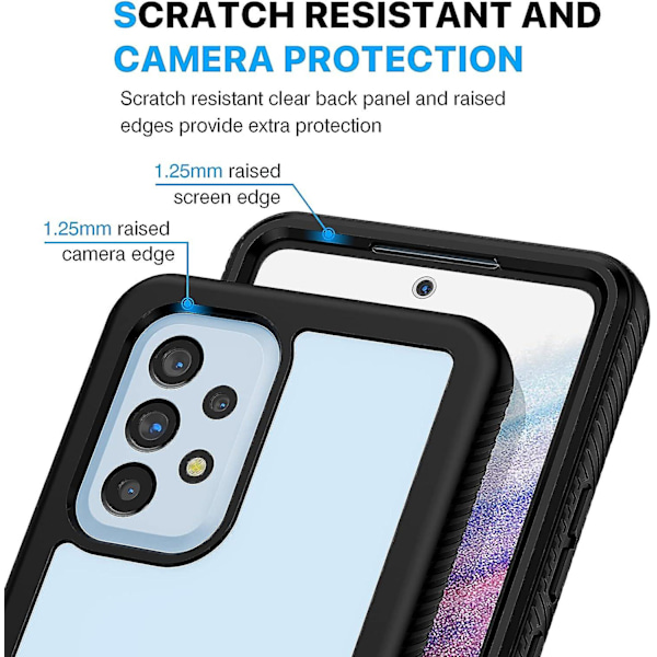 Samsung A53 5G Skal, Svart Stötsäkert Skydd med Skärmskydd, 360 Skyddat Mobilskal Dubbelsidigt Robust Transparent Helskalskydd för Samsun