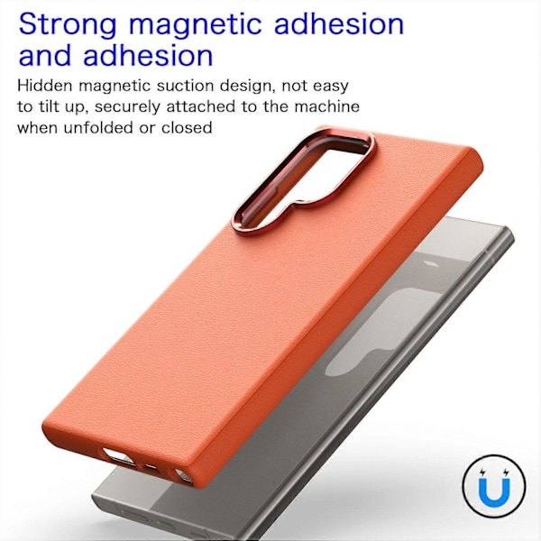 Samsung Galaxy S24 Ultra -kotelo nahka+PC kova puhelinkuori metallisella linssikehyksellä