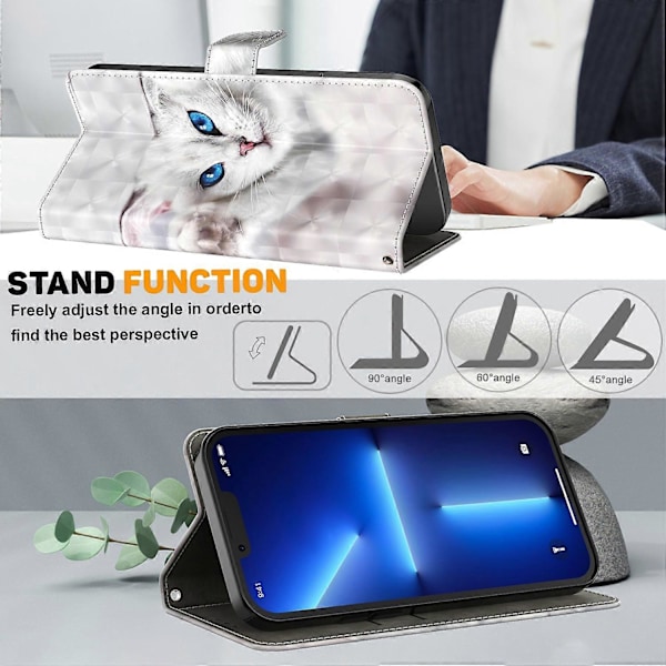 3D-malet læder telefoncover til iPhone 14 Plus